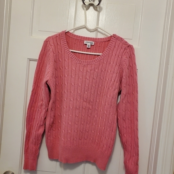 St. John's Bay Pink Cable Knit Pullover Size Large - Picture 8 of 9
